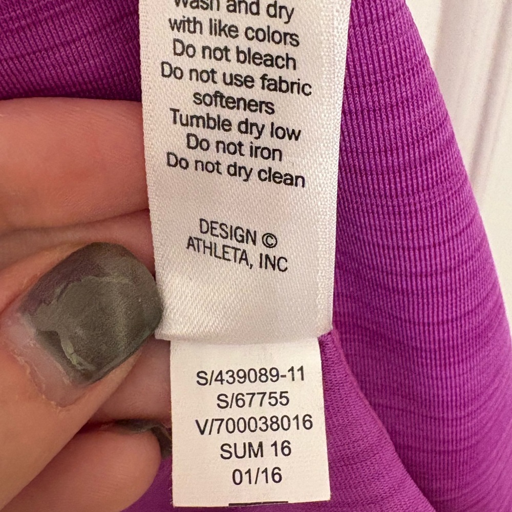 Athleta Purple Zip Front Performance Top Cycling Running Training Medium - Picture 6 of 7